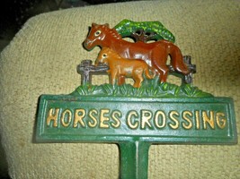 Cast Iron HORSE AND COLT WELCOME Sign Garden Stake Home Decor Plaque /VE... - $9.49