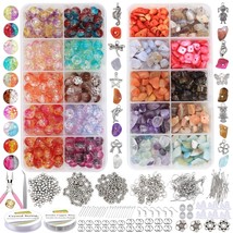 1458Pcs Irregular Chip Stone Beads Natural Gemstone Beads And Crackle Lampwork G - £32.26 GBP