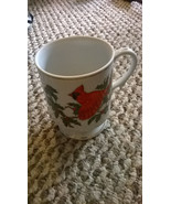 Lefton Hand Painted Cardinal Pedestal Mug White Gold Trim Holiday Pattern  - $205.43 MXN