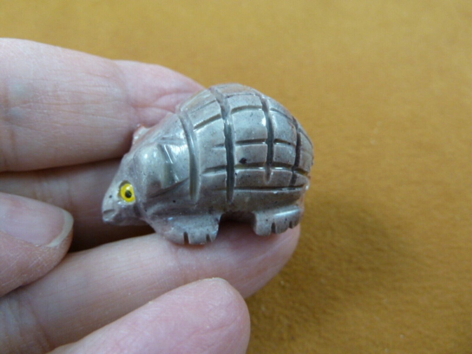 (Y-POR-8) little gray tan PORCUPINE rodent figurine SOAPSTONE PERU porcu... - $8.59
