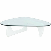 White Noguchi Style Triangle Coffee Table Mid Century Modern Tempered 12... - $599.99