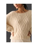 New By Anthropologie Eyelash Cable-Knit Sweater $148 SMALL Ivory - $108.32 CAD