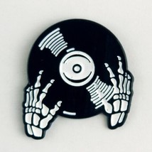 Skeleton DJ Record Enamel Pin Whimsygoth Fashion Jewelry