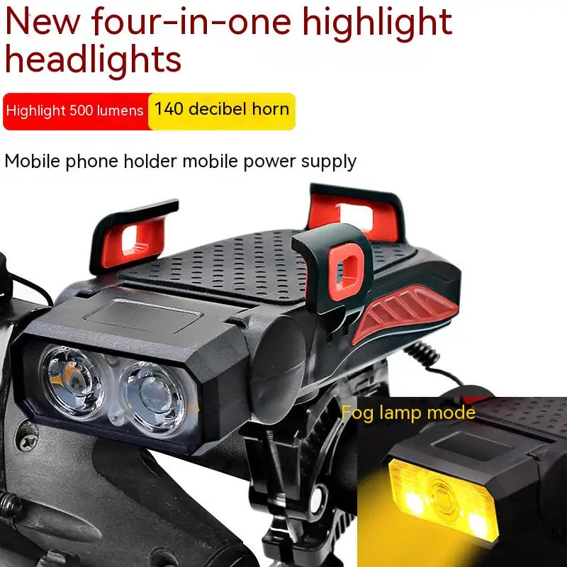 4-in-1 Bike Bicycle Light Mobile Phone Holder Headlight Horn Convenient Portable - £15.43 GBP+
