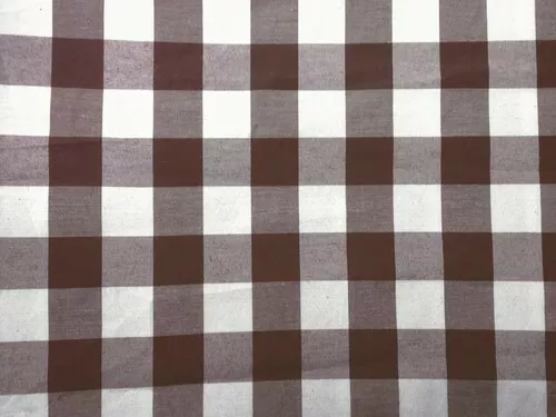 Gingham/Checkered Cotton Blend Italian Restaurant Style Tablecloth/Overlay Brown - £12.70 GBP