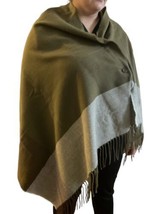 New Harve Benard Woven Shawl Wrap Scarf Color Block Olive Green Fringe One Size - £22.30 GBP