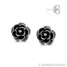 Rose Flower Love Charm Valentines Day Solid 925 Sterling Silver 3D Stud Earrings - £20.61 GBP