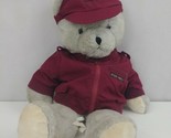 Vintage 1984 AMC Gray Teddy Bear In Burgundy Bears Only Jacket &amp; Cap 22&quot;... - £15.59 GBP