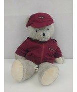 Vintage 1984 AMC Gray Teddy Bear In Burgundy Bears Only Jacket &amp; Cap 22&quot;... - £15.14 GBP