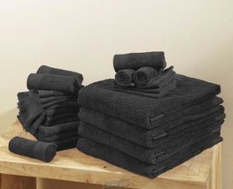 24-Piece Everyday Ringspun Cotton Towel Set Black - £29.88 GBP