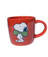 Snoopy Peanuts Mug Burnt Orange Big Green Bow Tie 12 Oz - $185.07 MXN