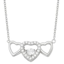 Triple Open CZ Heart with Center Dancing/Shimmering Necklace - £41.13 GBP