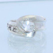 Natural White Clear Topaz Gemstone Handmade Sterling Silver Ladies Ring size 7.5 - £44.09 GBP