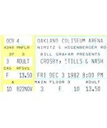 Vintage Crosby Stills &amp; Nash Concert Ticket Stub Oakland Ca Décembre 3 1982 - £21.73 GBP