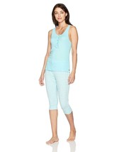 NWT Juicy Couture Women&#39;s XL Blue Stripe Rib Henley Tank and Jogger - $24.74