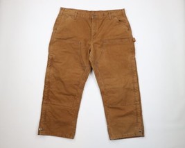 Vintage Carhartt Mens 42x28 Faded Quilted Lined Double Knee Wide Leg Pants Brown - £77.49 GBP