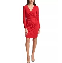 Vince Camuto Womens 12 Red Crossover Ruched Dress NWT AD49 - £27.35 GBP