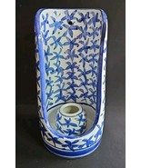 Porcelain Blue White Wall Table Hanging Sconce 8in Floral Bamboo Design - $447.24 MXN