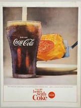 1964 Print Ad Coca-Cola Soda Pop Grilled Cheese &amp; Tomato Glass of Coke - £13.19 GBP