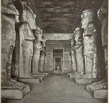 1942 Egypt Temple of Ramses II Interior Historical Print Antique Ephemer... - $380.59 MXN