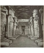 1942 Egypt Temple of Ramses II Interior Historical Print Antique Ephemer... - $27.41 CAD