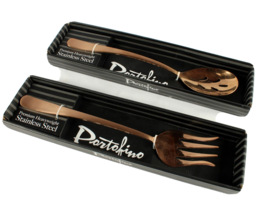 Serving Fork and Spoon Copper Salad Art Portofino  61910 14 Inches Long NEW - $37.39