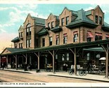 Vtg 1916 Postcard- Lehigh Valley RR Railroad Station Hazelton Pennsylvan... - $6.88