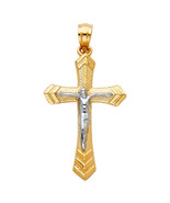 Genuine 14k Two-tone Gold 1.18&quot; Passion Crucifix Religious Pendant For M... - $203.94 CAD