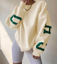 Women&#39;s Casual Print Letters Sweatshirt Fleece Long Sleeve Loose Pullover Female - £91.17 GBP