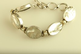 Vintage Starborn Fine Sterling Silver Mother of Pearl Link Bracelet - £110.65 GBP