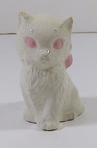 Duncan Ceramic Cat Figurine 3in Vintage 1975 White Pink Bow Figure Kitten - £7.91 GBP