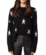 New Zadig &amp; Voltaire Markus C Star 100% Cashmere Sweater Black White Sz ... - $416.37 CAD