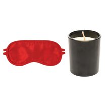 Massage Candle &amp; Satin Blindfold Gift Set - Vanilla Scented Moisturizing Coconut - $29.95