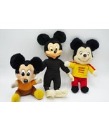 Walt Disney Mickey Mouse Lot De 3 Plastique &amp; Peluche Vintage Poupées - £57.18 GBP