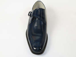 Men's Giovanni Shoes High Quality Leather Monk Strap Buckle AMATO Navy image 3