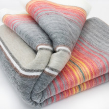 Cozy Striped Baby Alpaca Wool Queen Size SOFA/ Bed Throw - Sunset Hues - £64.26 GBP