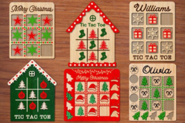 Christmas Tic Tac Toe Game Laser Cut - $8.00