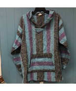 Mexport Pullover Hoodie Hippie Grunge Surf Boho Jacket Adult XL Teal pur... - $55.51 CAD