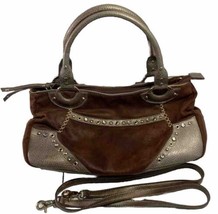 Lucidity Suede &amp; Leather Brown Jeweled Handbag - $23.36