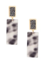 Rectangle Stud Black Tortoiseshell Rectangle Drop Gold Plated Fashion Earring - £23.70 GBP