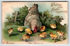 Easter Postcard Rooster Baby Chicks Embossed Greetings Germany International Art - £6.64 GBP