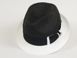 Men's Bently Semi Crushable Fedora Briad Straw Hat Enzo EN200 Black/White image 4