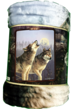 American Heritage Plush Raschel Throw 50x60 [Howling at Moon] - $26.95