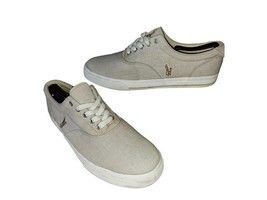 Polo Ralph Lauren Vaughn Sneaker Shoes Men&#39;s Size 8.5 Beige Canvas - $16.66