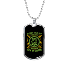 Dogs Speak Neon Necklace Stainless Steel or 18k Gold Dog Tag 24&quot; Chain - £37.79 GBP+