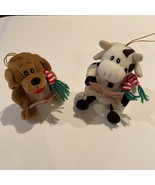 2 Set Of Kurt S Adler Christmas Ornament Dog Doll Decor Carols Squeeze My Tummy