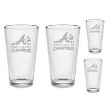 SET - Atlanta Braves World Series Champions 2021 Beer Glasses Etched Tumblers - £34.16 GBP+