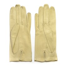 Vintage Beige Real Kid Leather Women Gloves 8.5&quot; Long Size 7 - £10.03 GBP