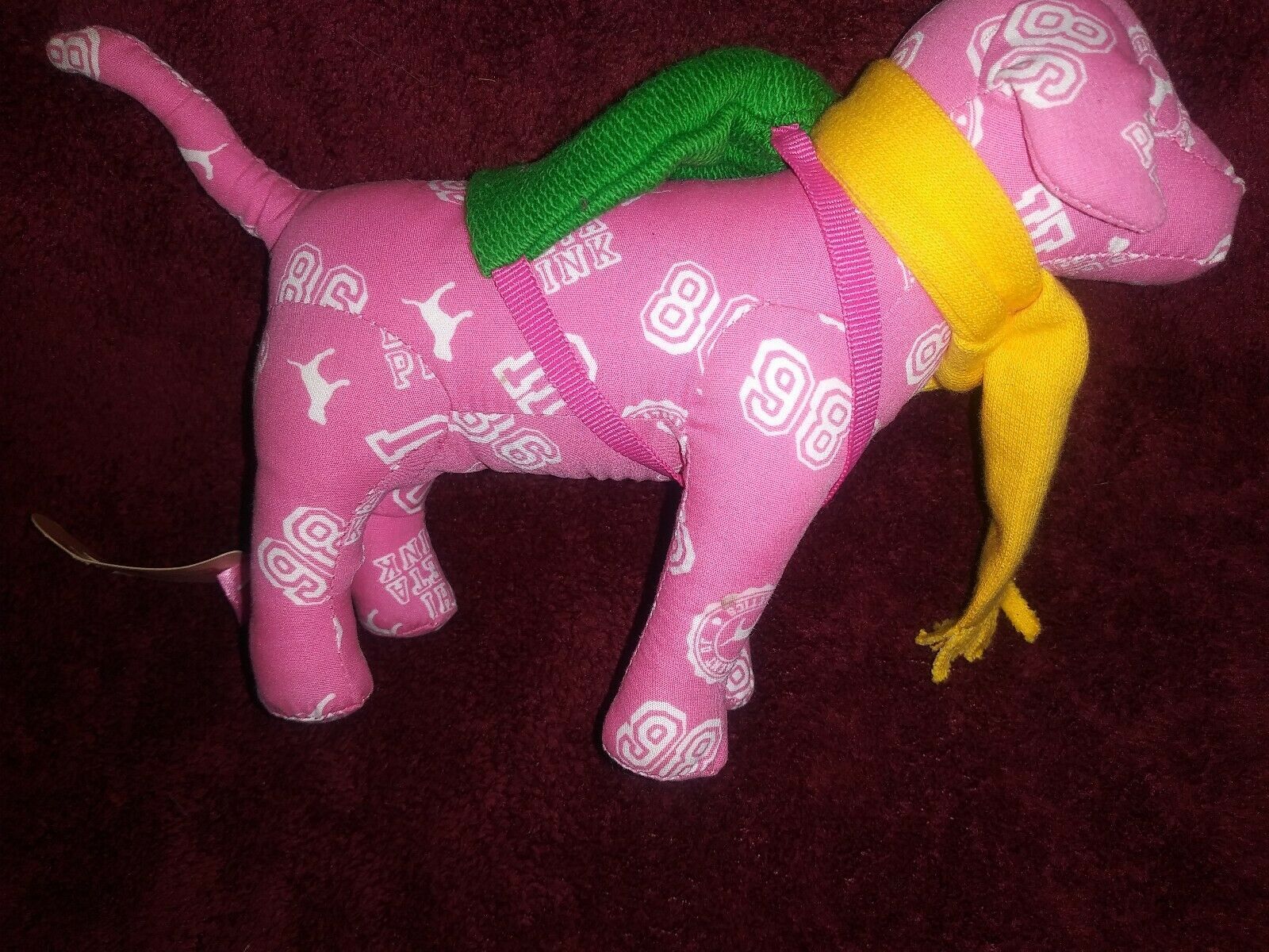 Victorias Secret PINK Pop Dog With Scarf & Backpack Plush Stuffed - £5.51 GBP