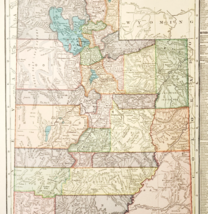 1917 Utah State Map Antique Atlas Of The World United States Northwest D... - $554.45 MXN